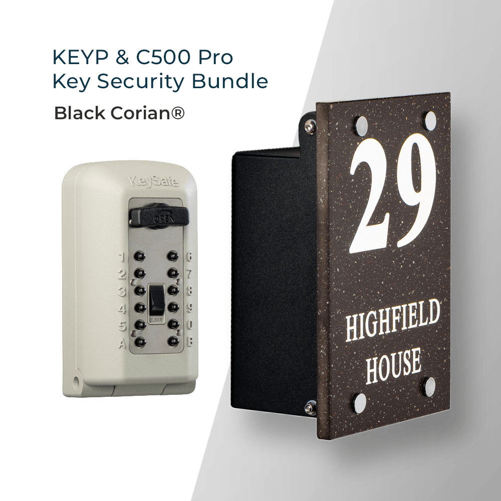 Key security bundle with key safe and house sign KEYP black corian