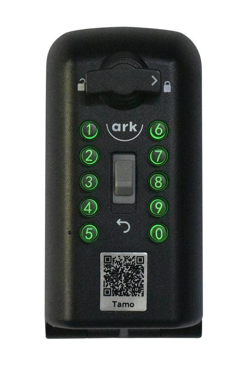 ark Tamo key safe with illuminated green buttons and QR code