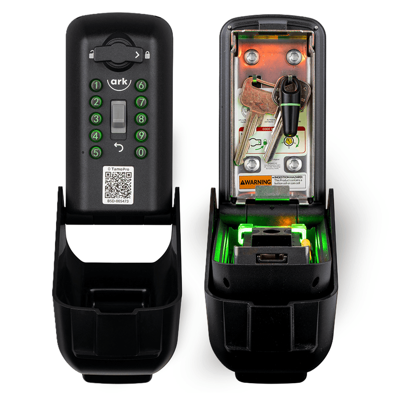 ark Tamo Pro black wall mounted key safe with illuminated buttons secured by design