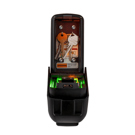 Black key storage device with keys inside and lights on ark Tamo police preferred key safe