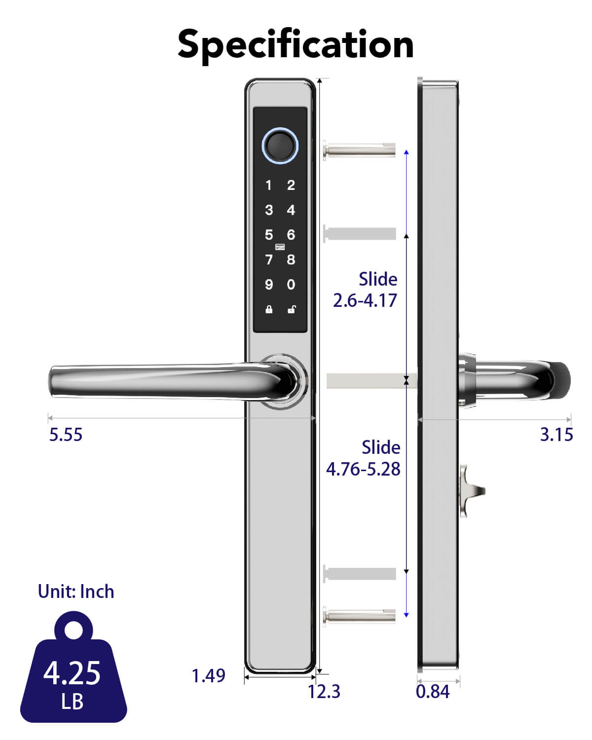 Origin Smart Door Handle Sizing Chart