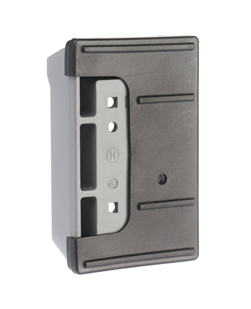 Back of Supra J5 over the door key safe showing holes for screws