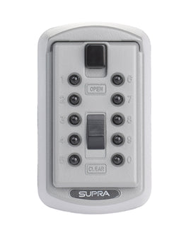 Close up of silver Supra S6 slimline key safe with digits 0-9 for code 