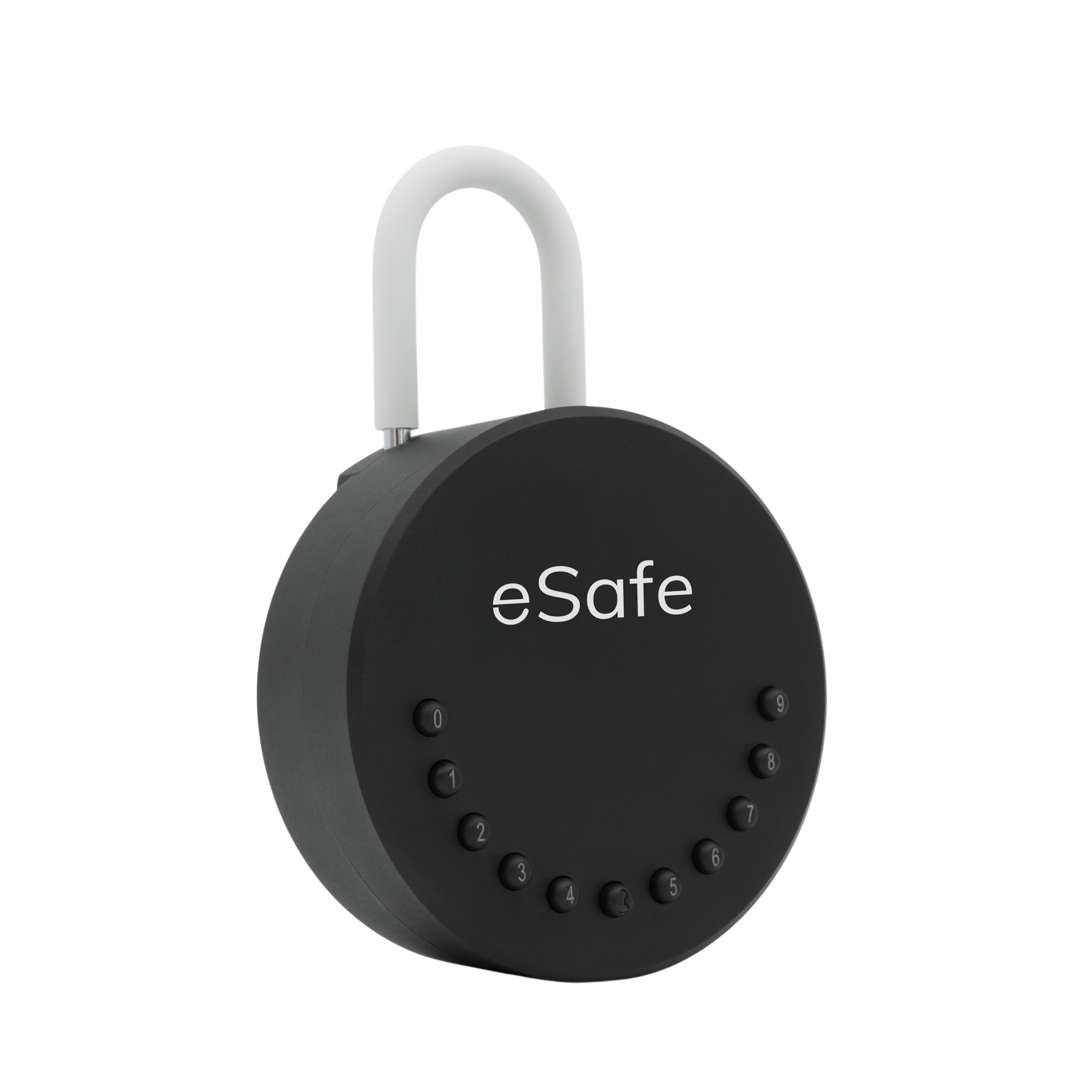 eSafe key box with shackle attached on white background