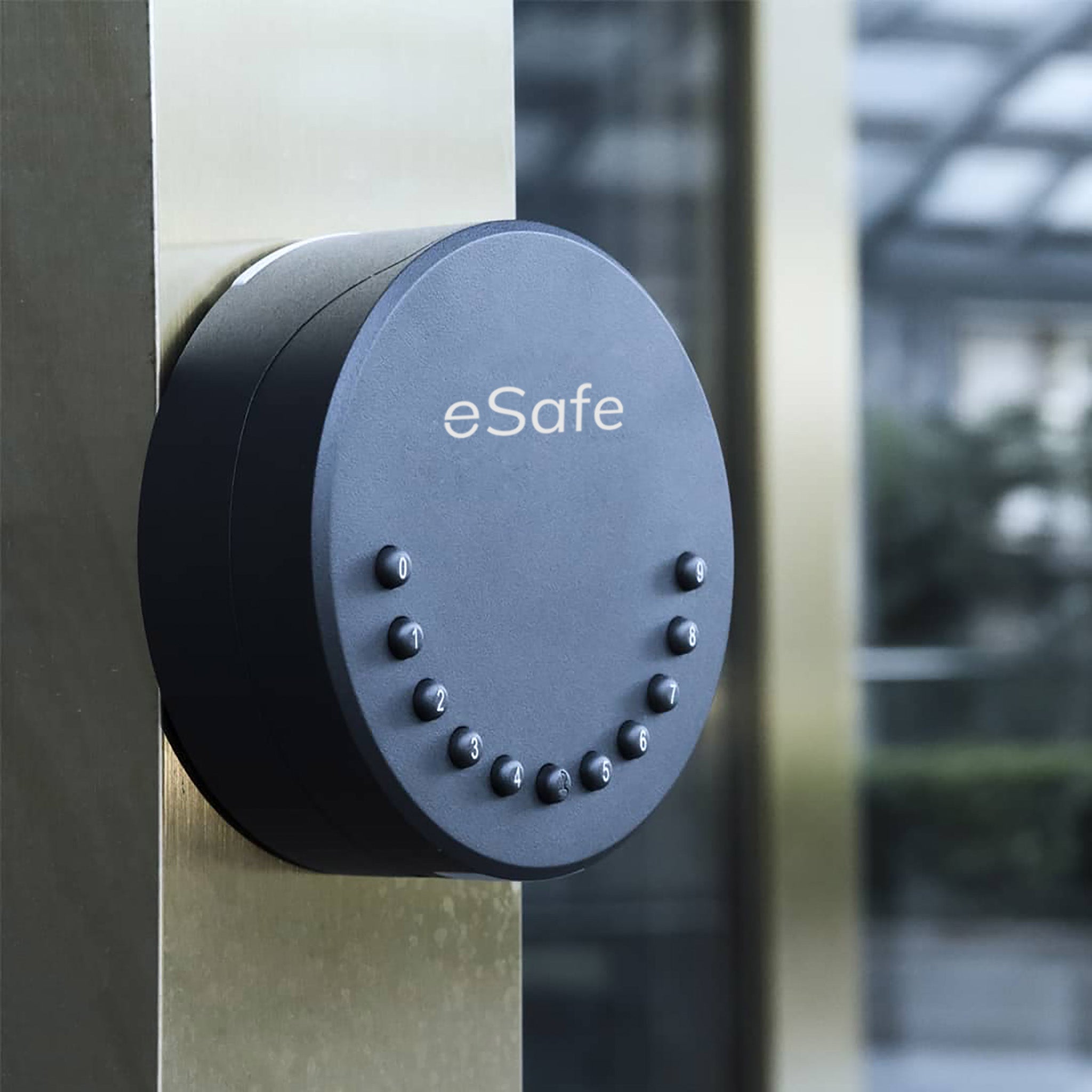 Closed eSafe key box attached to metal pillar